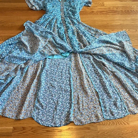 Anthropologie Blue Floral Maxi Dress - Picture 10 of 15